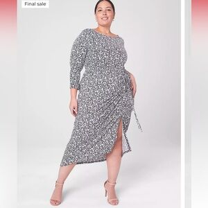 Lane Bryant Long-Sleeve Dress With Ruched Slit 14/16 W plus size
